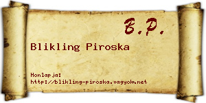 Blikling Piroska névjegykártya